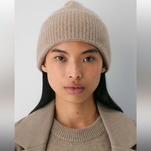 Babaton Tan Ribbed Knit Beanie